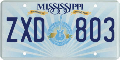MS license plate ZXD803