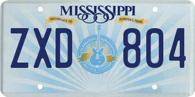 MS license plate ZXD804