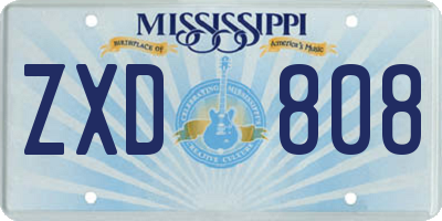 MS license plate ZXD808