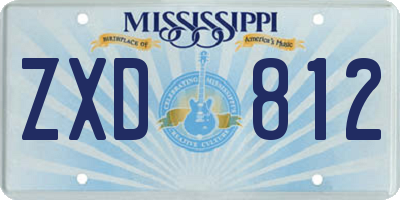 MS license plate ZXD812