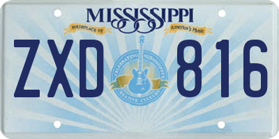 MS license plate ZXD816