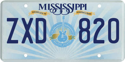 MS license plate ZXD820