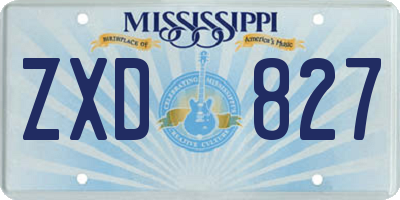 MS license plate ZXD827