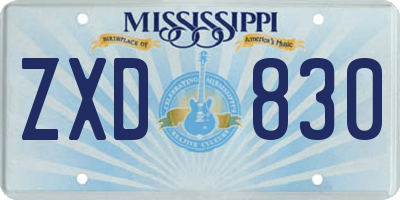 MS license plate ZXD830
