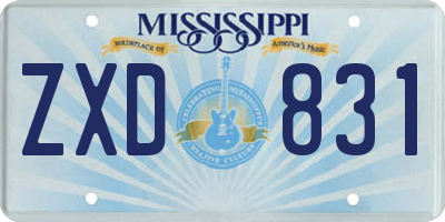 MS license plate ZXD831