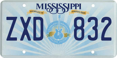 MS license plate ZXD832