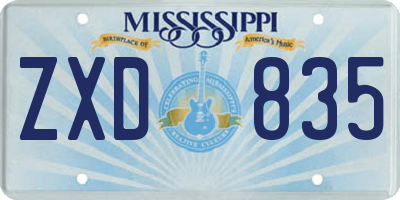 MS license plate ZXD835