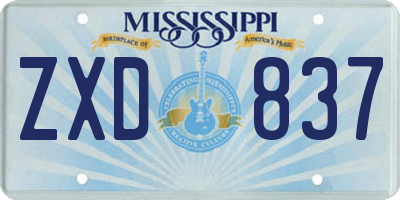 MS license plate ZXD837