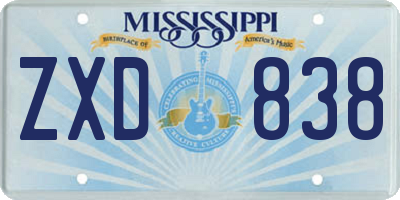MS license plate ZXD838