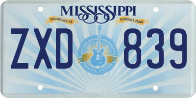 MS license plate ZXD839