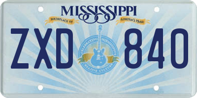 MS license plate ZXD840