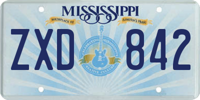 MS license plate ZXD842