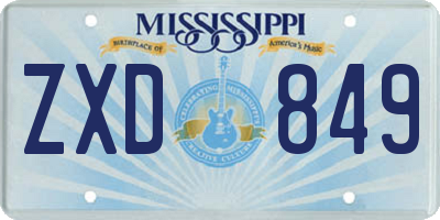MS license plate ZXD849