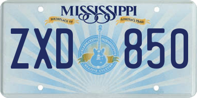 MS license plate ZXD850