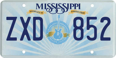 MS license plate ZXD852