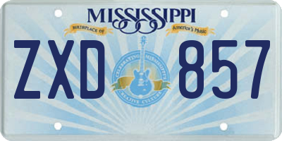 MS license plate ZXD857