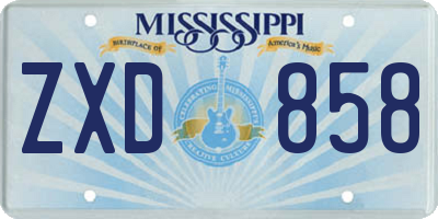 MS license plate ZXD858