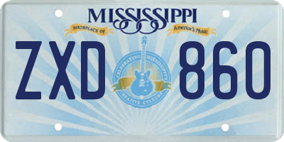 MS license plate ZXD860