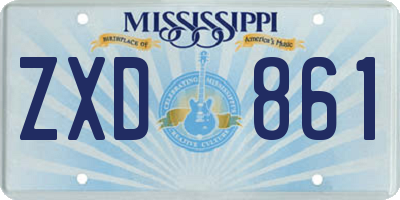 MS license plate ZXD861