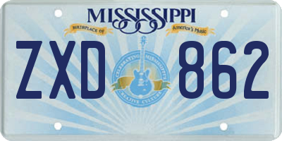 MS license plate ZXD862