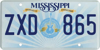 MS license plate ZXD865