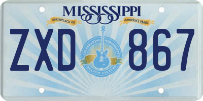 MS license plate ZXD867