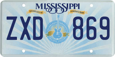 MS license plate ZXD869
