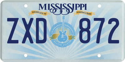 MS license plate ZXD872