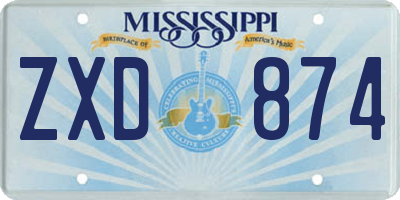 MS license plate ZXD874