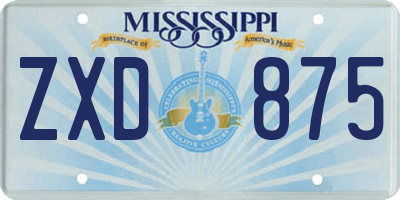 MS license plate ZXD875