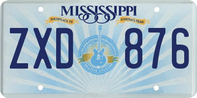 MS license plate ZXD876