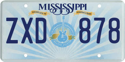 MS license plate ZXD878