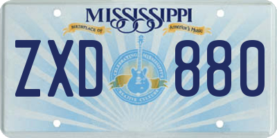 MS license plate ZXD880