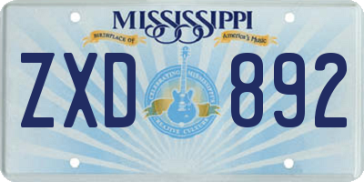 MS license plate ZXD892