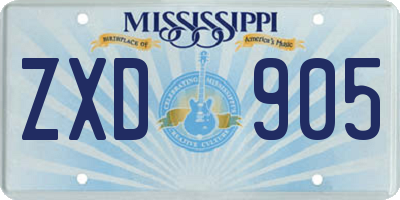 MS license plate ZXD905