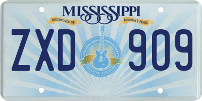 MS license plate ZXD909