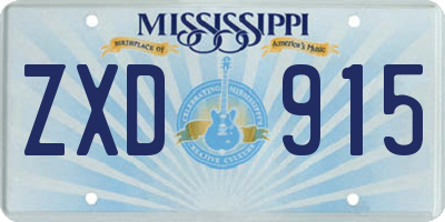 MS license plate ZXD915