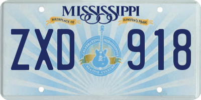 MS license plate ZXD918