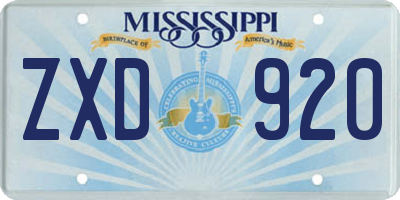 MS license plate ZXD920