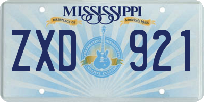 MS license plate ZXD921