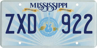 MS license plate ZXD922