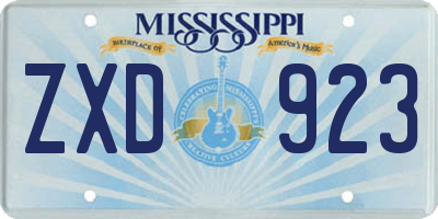 MS license plate ZXD923