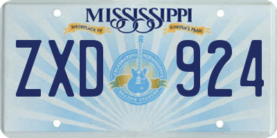 MS license plate ZXD924