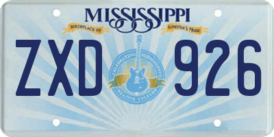 MS license plate ZXD926