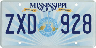 MS license plate ZXD928