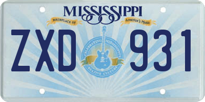 MS license plate ZXD931