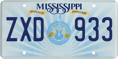 MS license plate ZXD933
