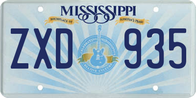 MS license plate ZXD935