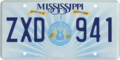 MS license plate ZXD941
