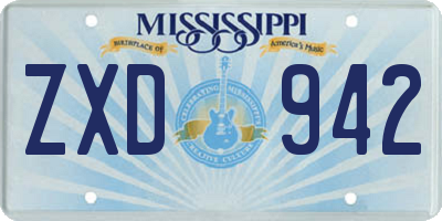 MS license plate ZXD942